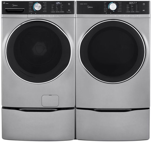 Midea® 5.2 Cu. Ft. Front Load Washer & 8.0 Cu. Ft. Gas Dryer Graphite Laundry Pair-4
