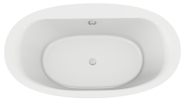 KOHLER® Sunstruck® White 66" x 36" Freestanding Bath with Bask® Heated Surface and Straight Shroud-2