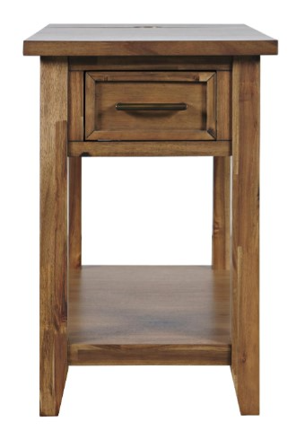 Jofran Claremont Light Brown Chairside Table with Power Unit