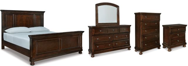 Millennium® by Ashley Porter 5-Piece Rustic Brown King Panel Bed Set-0