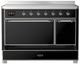 Ilve® Majestic III 48" Glossy Black Pro Style Induction Range with Solid Door and Chrome Trim-2