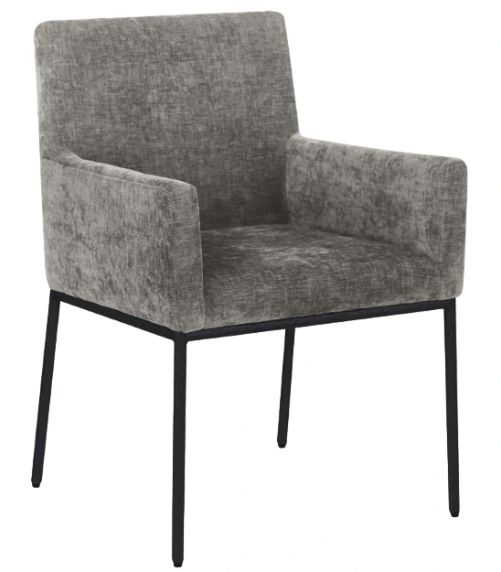 Meridian Furniture Reeves Gray/Matte Black Chenille Upholstered Dining Chair-0