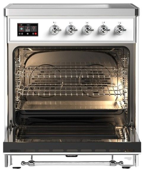 Ilve® Majestic III 30" Custom Pro Style Induction Range with Solid Door and Chrome Trim-1