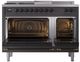Ilve® Nostalgie II Noblesse 48'' Graphite Matte Pro Style Dual Fuel Range with Burnished Trim-2