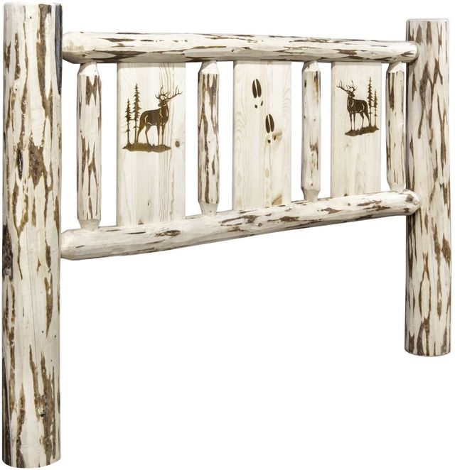 Montana Woodworks® Montana Collection Ready to Finish Full Youth Headboard with Laser Engraved Elk Design-0