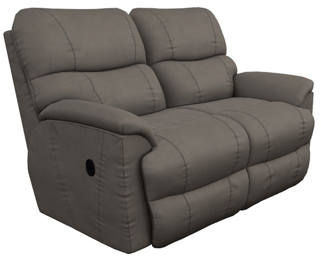 La-Z-Boy® Trouper Gray Leather Manual Reclining Loveseat-0
