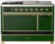 Ilve® Majestic III 48" Emerald Green Pro Style Dual Fuel Natural Gas Range with French Top and Brass Trim-2
