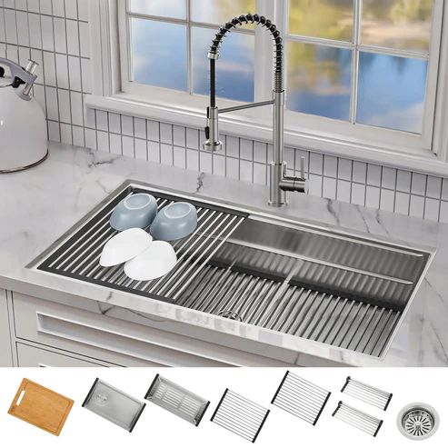 Forno Acqua MultiSINK Stainless Steel 45" Undermount Workstation Sink with Custom-Fit Accessories-0