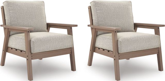 Signature Design by Ashley® Grover Beach 2-Piece Beige/Driftwood Plastic Outdoor Lounge Chair-0