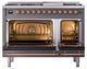 Ilve® Nostalgie II Noblesse 48'' Graphite Matte Pro Style Dual Fuel Range with Copper Trim-1