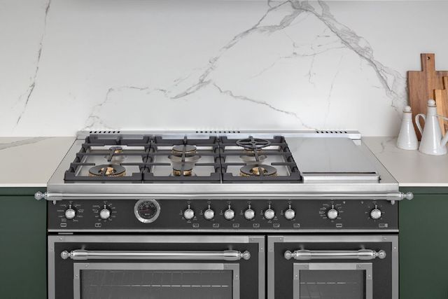 Bertazzoni Collezione Metalli Heritage Series Black Nickel Range and Hood Decor Set-3