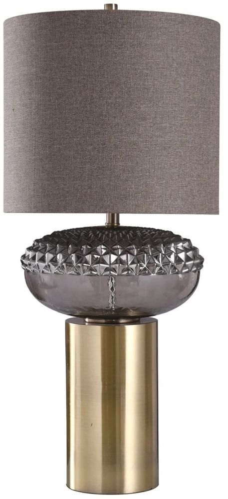 Harp & Finial® Tiffin Antique Brass/Smoke Table Lamp-0