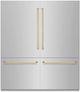 ZLINE Autograph Edition 72" 39.6 Cu. Ft. Stainless Steel Built In French Door Refrigerator with Graphite Gray Interior and Polished Gold Accents-0