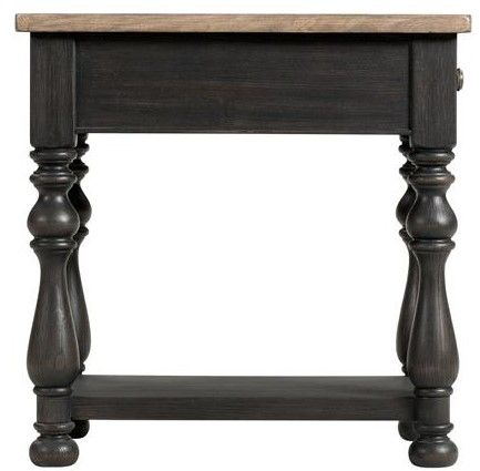 Riverside Furniture Barrington Antique Oak Side Table with Matte Black Base-1
