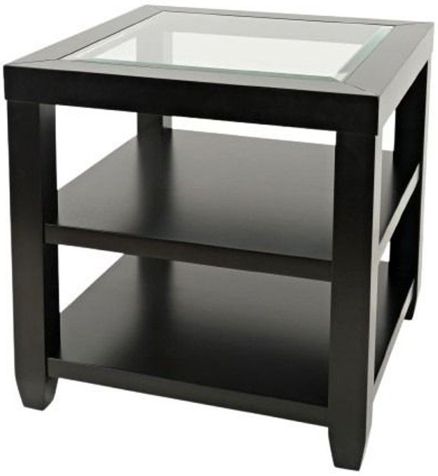 Jofran Inc. Urban Icon Glass Top End Table with Black Base-3