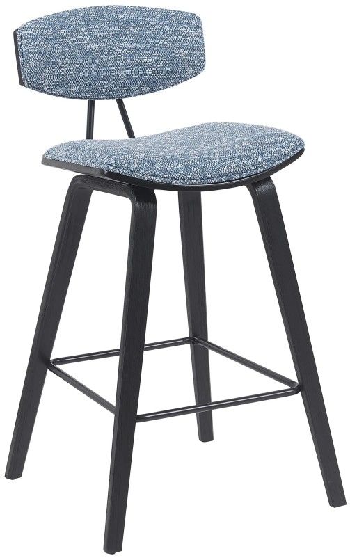 Armen Living Fox 4-Piece Black/Blue Barstool Set-0