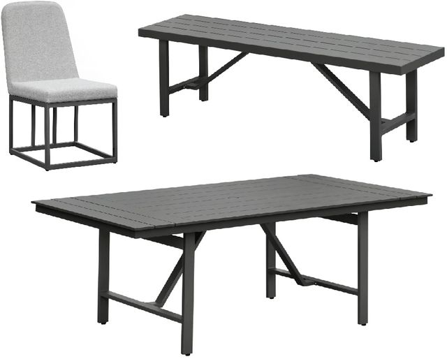 Intercon Navarro 6-Piece Mocha Aluminum/Fabric Outdoor Dining Table Set-0