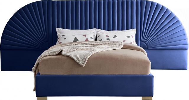 Meridian Furniture Cleo Navy Velvet King Bed-0