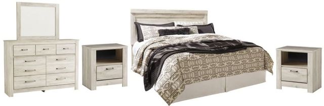 Signature Design by Ashley® Bellaby 5-Piece Whitewash King Panel Headboard Bed Set-0