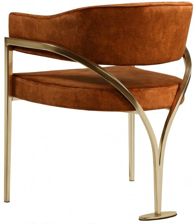 Meridian Furniture Madelyn Cognac/Brushed Brass Velvet Dining Chair-2