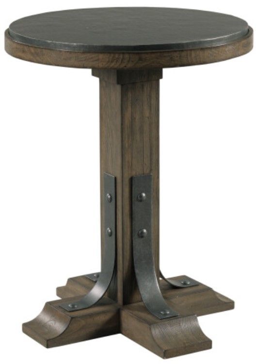 Kincaid® Acquisitions Connor Black Round Accent Table with Brown Base-0