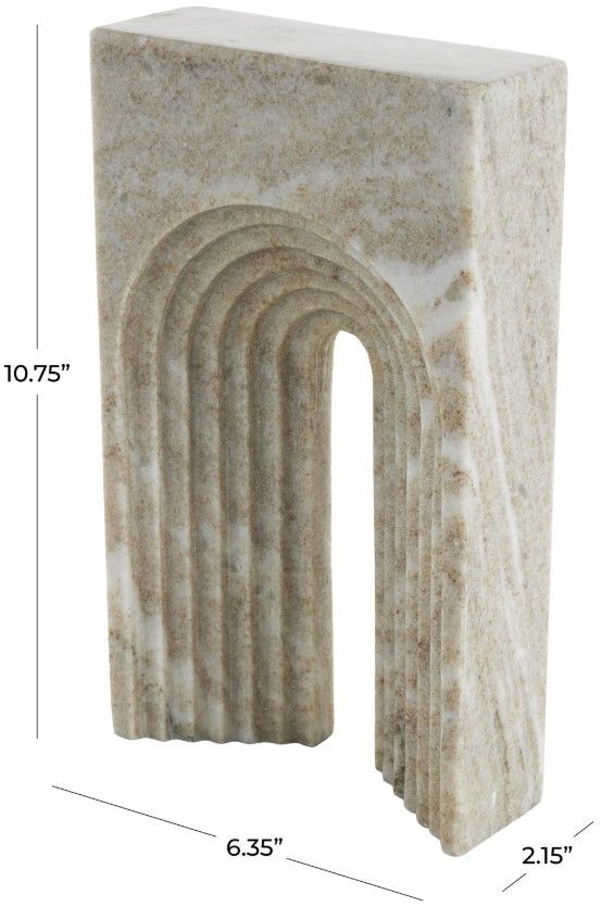 Deco Marche Beige Rectangular Geometric Sculpture-3