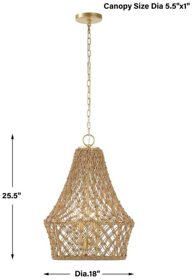 Uttermost® Macrame Brown/Gold 4-Light Pendant-2