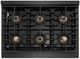 ZLINE Paramount 36" 5.2 cu. ft. Black Satin Stainless Steel Paramount Dual Fuel Range with 6 Burner DuoPro™ Cooktop and Electric Convection Oven and Polished Gold Helix Handle and Accents-3