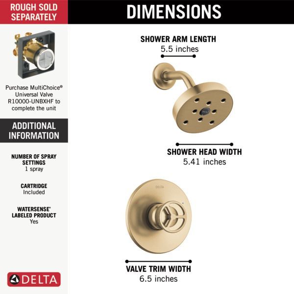 Delta Trinsic® H2Okinetic® Champagne Bronze Single Handle Shower Trim-2