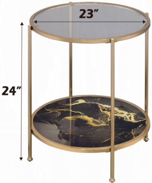 ACME Furniture Fiorella Glass Top End Table with Black/Champagne Base-2