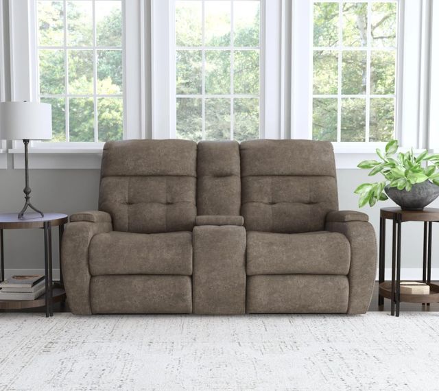 Flexsteel® Customizable Strait Leather Power Reclining Loveseat with Console and Power Headrest-1