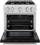 ZLINE Select 30" Satin Stainless Steel Convection Pro Style Gas Range with Black Matte Door-1
