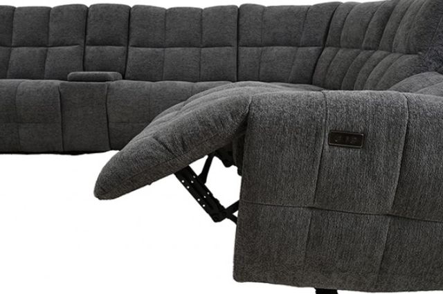 Furniture of America® Southwold 6-Piece Dark Gray Power Reclining Sectional-3