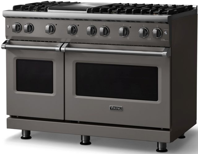 Viking® 5 Series 48" Damascus Gray Pro Style Gas (LP) Range with Polished Chrome Trim-2