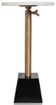 StyleCraft White Marble Top Drink Table with Black and Brushed Bronze Base-0