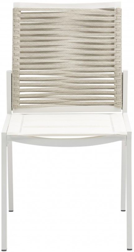 Meridian Furniture Maldives Beige/White Aluminum Outdoor Dining Side Chair-1