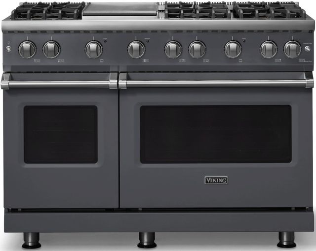 Viking® 5 Series 48" Cast Black Pro Style Gas (NG) Range with Polished Chrome Trim-0