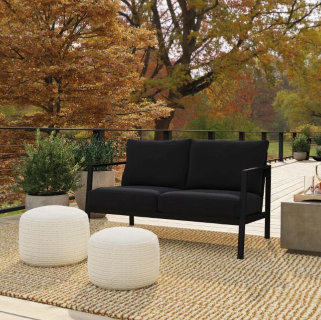 Linon Alora Black Aluminum/Fabric Outdoor Loveseat-1