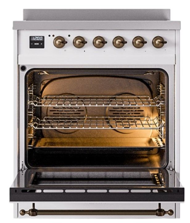 Ilve® Nostalgie II Noblesse 30'' Custom RAL Color Pro Style Induction Range with Burnished Trim-1