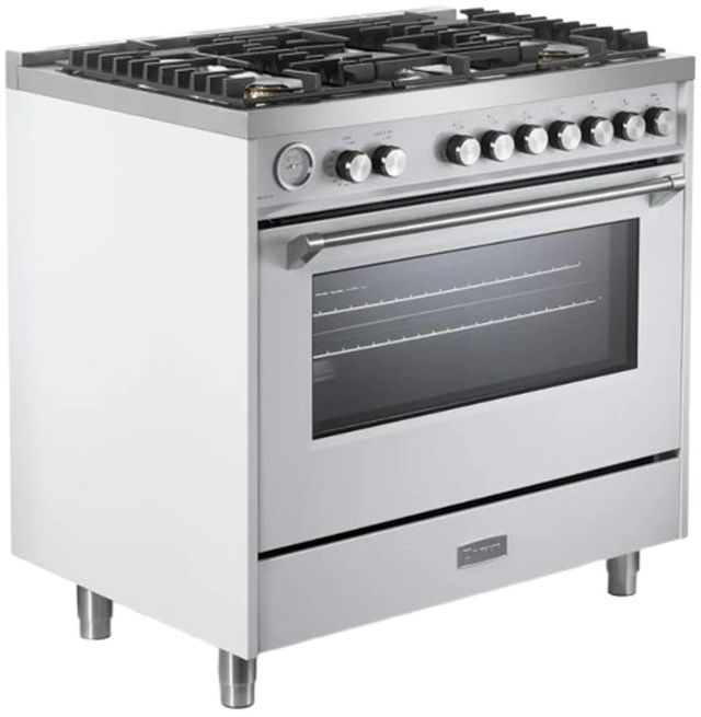 Verona® Ultima 36" White Pro Style Gas Range-1