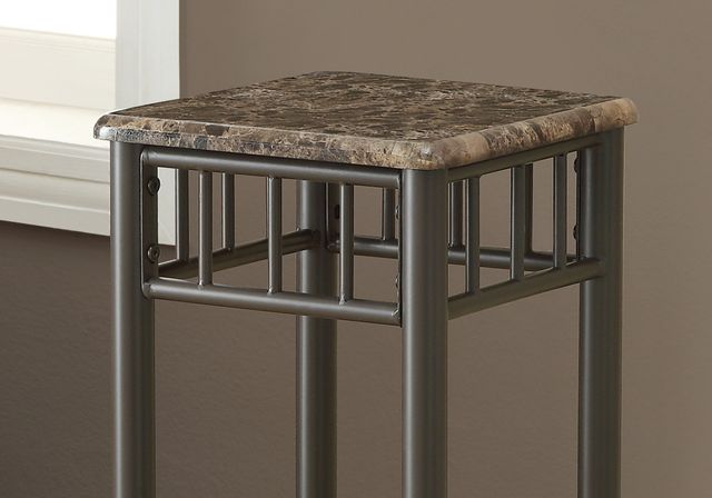 Monarch Specialties Inc. Cappuccino Marble Bronze Accent Table-1