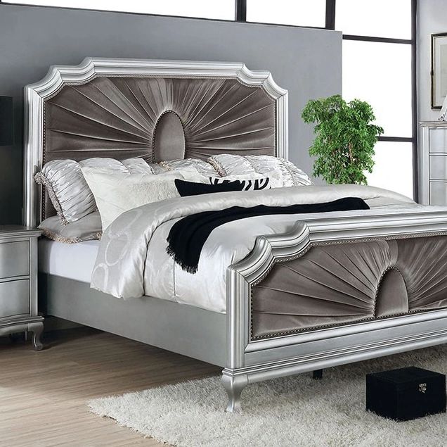 Furniture of America® Aalok Silver/Warm Gray Queen Panel Bed-0