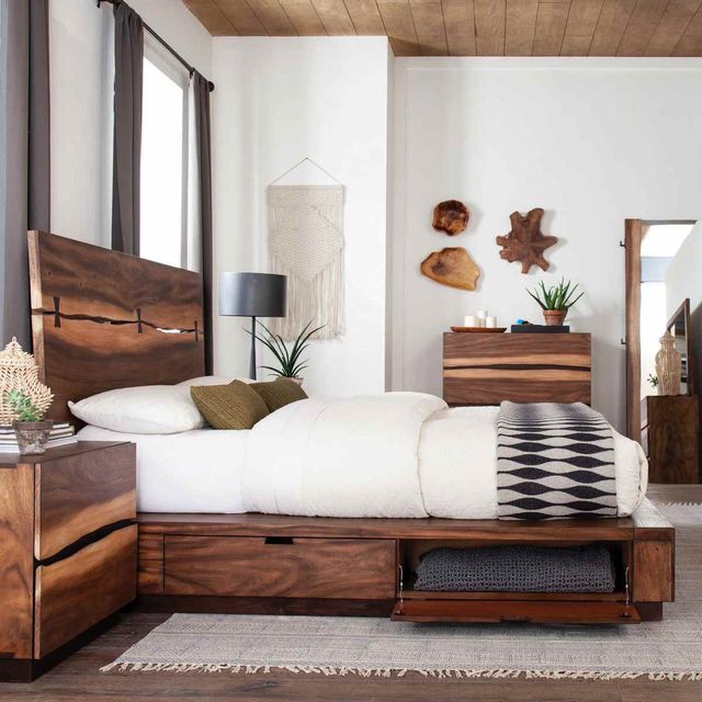 Coaster® Winslow Smokey Walnut/Coffee Bean Storage Queen Bed-1