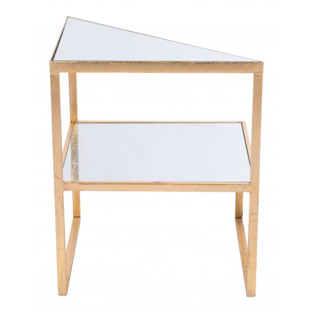 Zuo® Modern Planes Mirror Top Side Table with Gold Framework -1