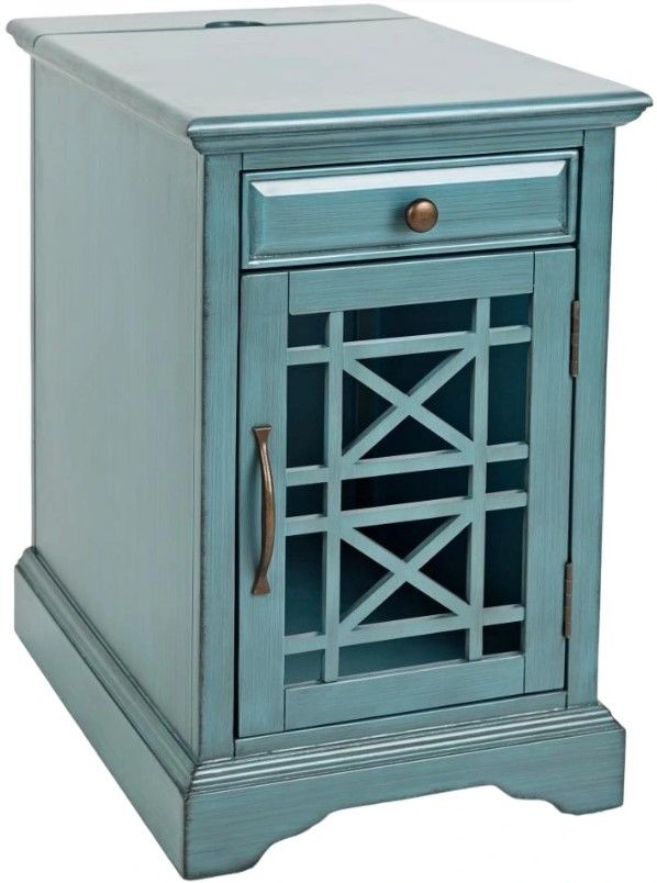 Jofran Inc. Craftsman Antique Blue Power Chairside Table-0