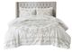 Olliix by Madison Park Violette 3 Piece Ivory and Taupe Full/Queen Tufted Cotton Chenille Coverlet Set-0