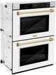 ZLINE Autograph Edition Professional 30" Satin Stainless Steel Double Electric Wall Oven with White Matte Doors and Champagne Bronze Accents-1