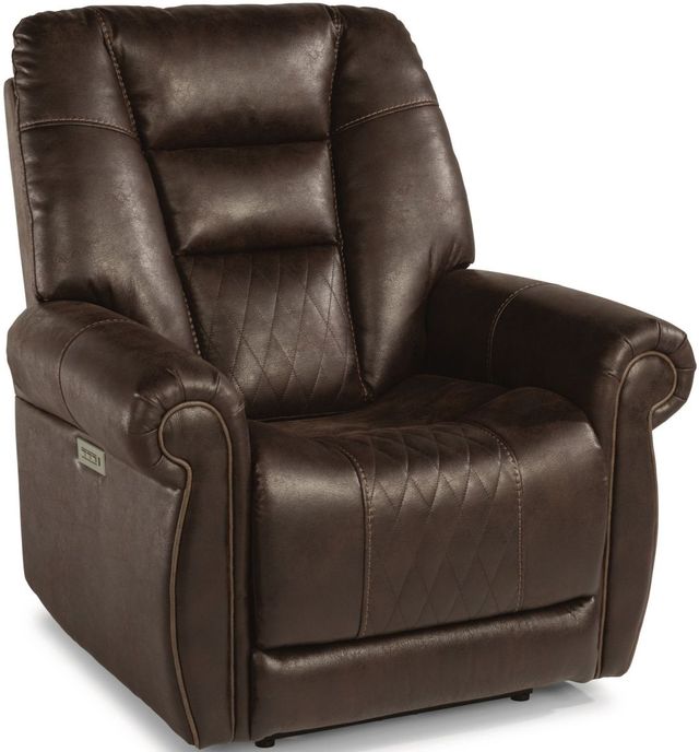 Flexsteel® Maverick Dark Brown Power Recliner with Power Headrest and Lumbar-0