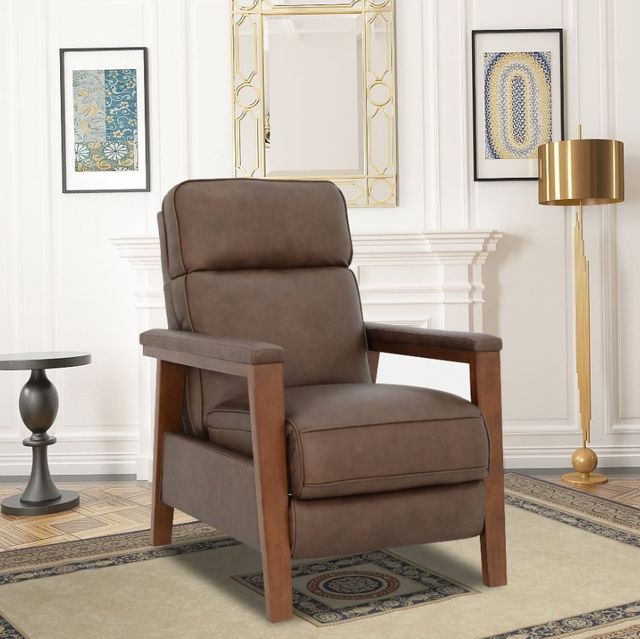 BarcaLounger® Ashland Oasis Walnut Leather Manual Recliner-2