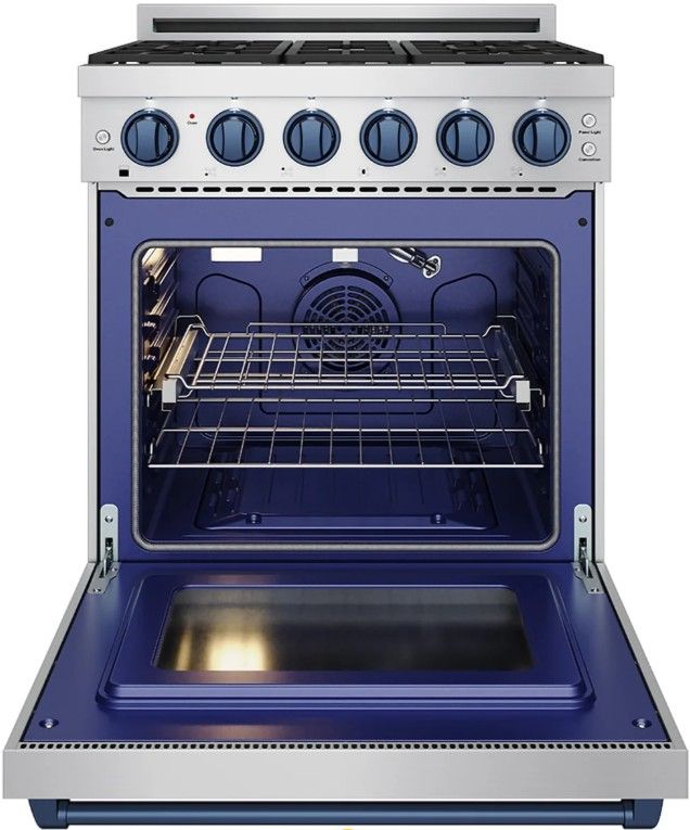 Thor Kitchen Gordon Ramsay Collection 30" Stainless Steel Pro Style Gas Range with Precision Knob Control and Blue Trim-1